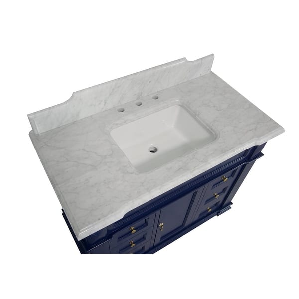 KitchenBathCollection Elizabeth 42" Bathroom Vanity with Carrara Marble Top Bed Bath & Beyond